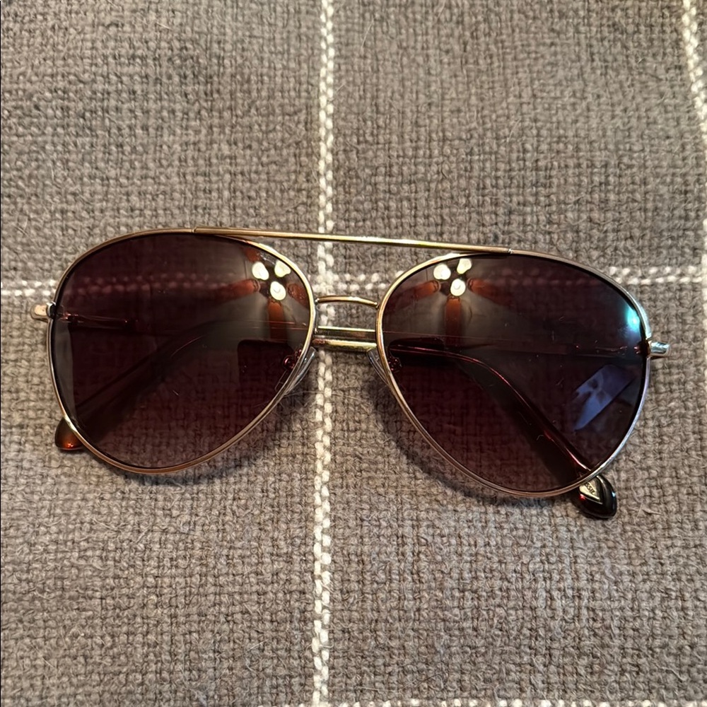 Fossil Gold Aviator Sunglasses with Brown Lenses